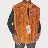 Men’s Luxury Zippered Golden Mink Vest - Men's Reversible Mink Vest