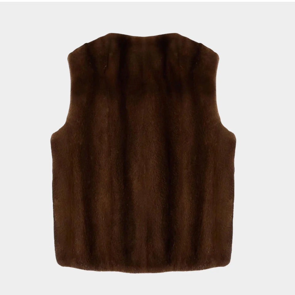 Brown vest on a light gray background