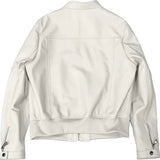 Chic White Bomber-Style Genuine Sheepskin Leather Jacket for Women’s