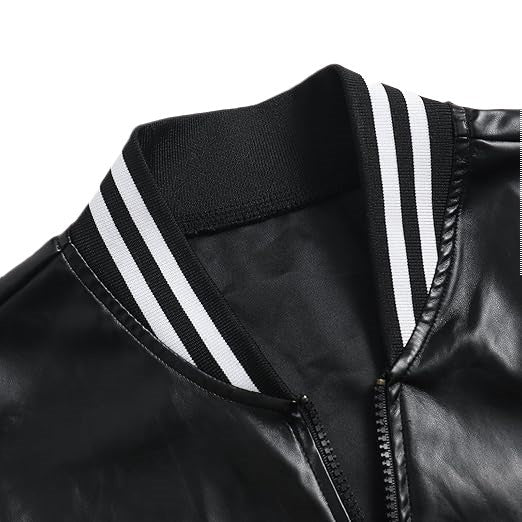 Black Bomber Chic Biker Genuine Sheepskin Leather Jacket for Women’s
