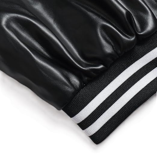 Black Bomber Chic Biker Genuine Sheepskin Leather Jacket for Women’s