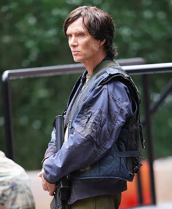 Blue Cillian Murphy A Quiet Place III Jacket with zipper closure
