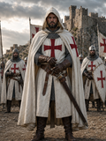Adult Knight Templar Costume Set with Cape, Armor & Sword Accessories