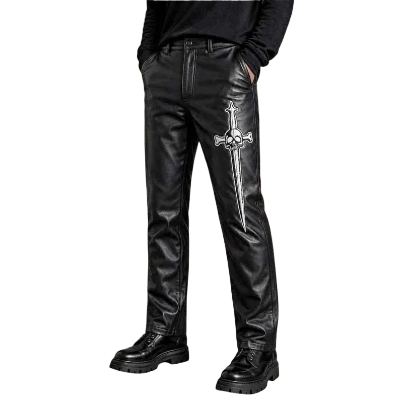 Men Black Gothic Leather Pants