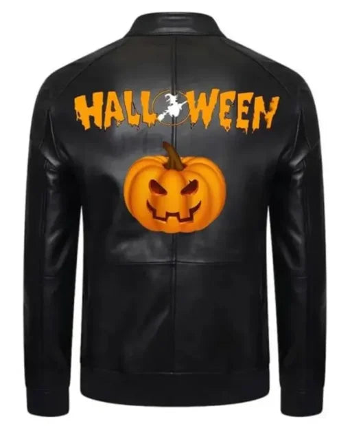 Premium Halloween Black Motorcycle Jacket in real leather