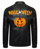 Premium Halloween Black Motorcycle Jacket in real leather