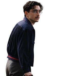 Blue cotton polyester Marty Supreme jacket with shirt collar