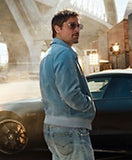 Too Hard to Resist Brad Pitt blue suede leather jacket