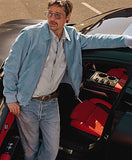 Blue suede jacket with full-length sleeves and ribbed cuffs