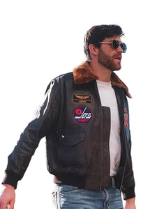 Winnipeg Jets brown jacket with turn-down collar