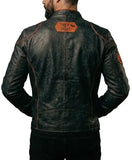 Halloween Trick or Treat black leather cafe racer jacket