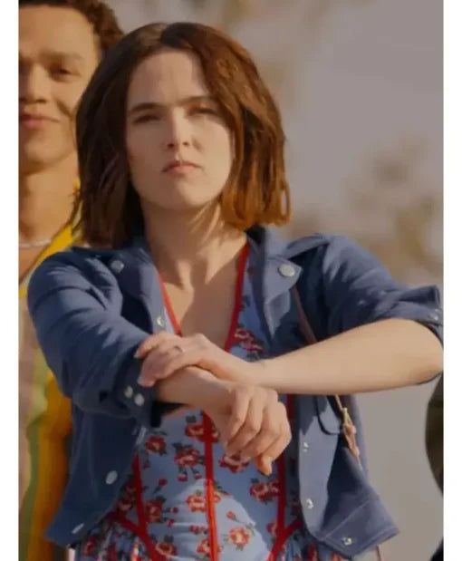 Zoey Deutch Gail Daughtry and the Celebrity Sex Pass Blue Cropped Wool Jacket
