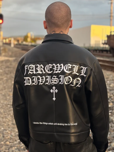 Farewell Division Vegan Leather Bomber Jacket Unisex Streetwear