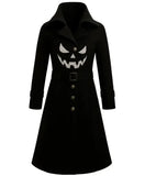 Halloween Gothic White Pumpkin Face black wool coat