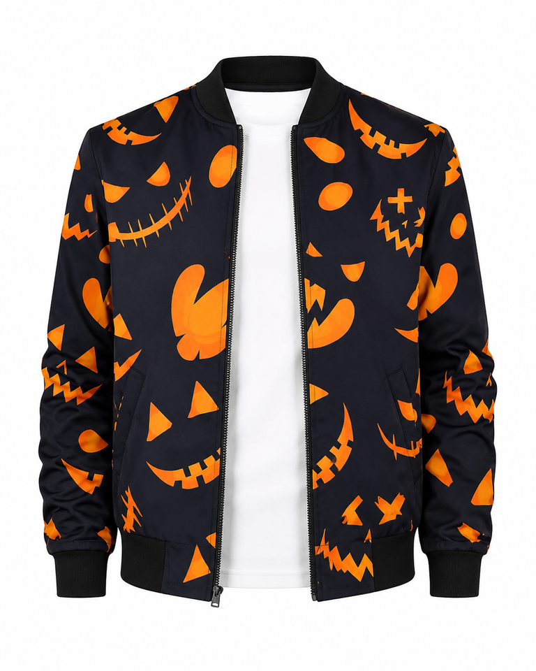 Halloween Pumpkins Pattern Black Jacket