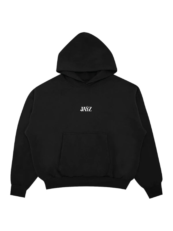 Black JAY-Z Classic hoodie with a small white JAY-Z logo at the center of the chest and a front kangaroo pocket