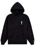 Black JAY-Z hoodie with a white Ÿ logo on the chest, a small sleeve cuff detail, and a front kangaroo pocket