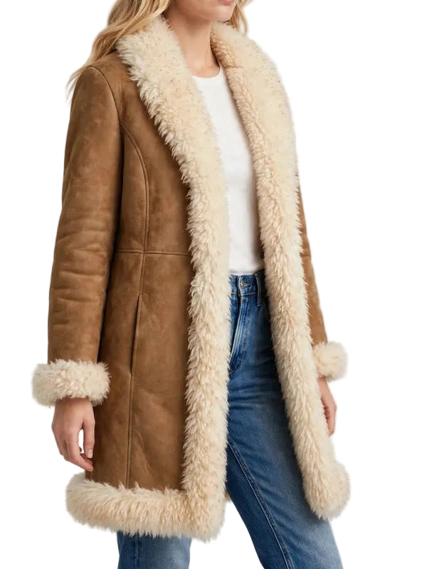 Penny Lane Kate Hudson brown suede Afghan coat for women