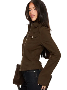 Kelehan Long Sleeve Stonewashed Brown Jacket