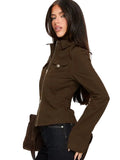 Women’s Kelehan Long Sleeve Zip Front Stonewashed Brown Jacket