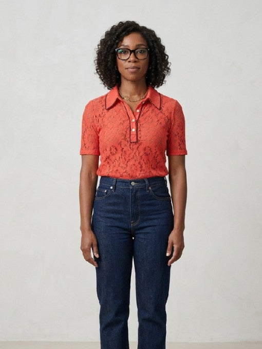 Little Brother Ego Nwodim Red Floral Lace Top