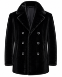 Mens Black Mid Length Mink Fur Coat front view