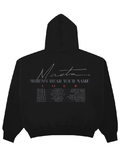 Black pullover hoodie with Maeta script logo, When I Hear Your Name Tour text and tour dates list printed on the back