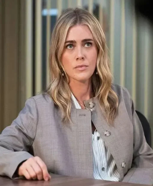 Melissa Roxburgh The Hunting Party S02 Rebecca Henderson Grey Cotton Jacket