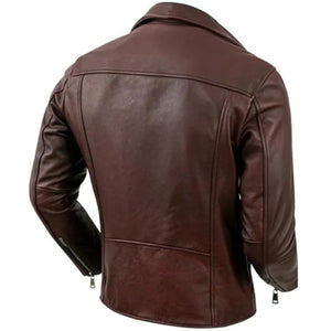 Vintage Classic Brown Brando Cowhide biker Leather Jacket  for Men