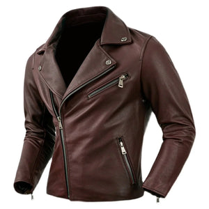 Vintage Classic Brown Brando Cowhide biker Leather Jacket  for Men