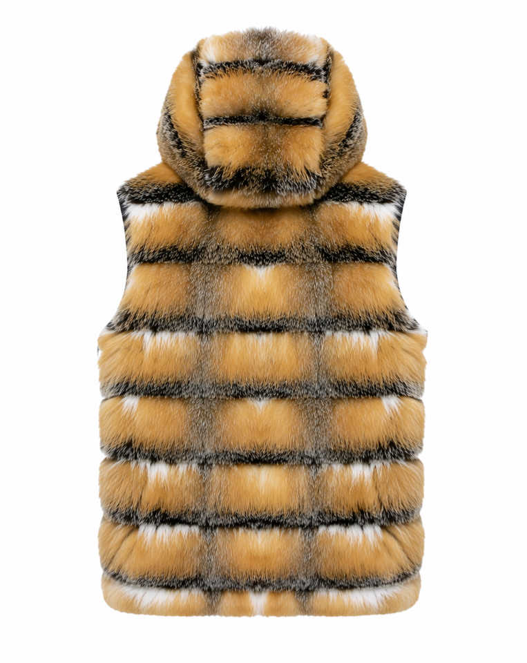 Luxury fox fur parka jacket for men in navy blue