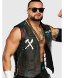 TNA World Champion Mike Santana Leather Vest in black