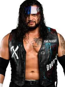 TNA Rebellion Mike Santana 2026 Black Leather Vest