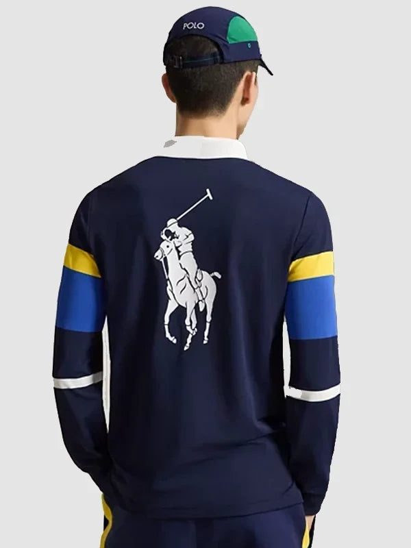 Multicolor Navy US Open 2026 Ball Crew Polo Shirt with Long Sleeve
