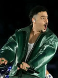 Green Pedro Sampaio zipper leather jacket