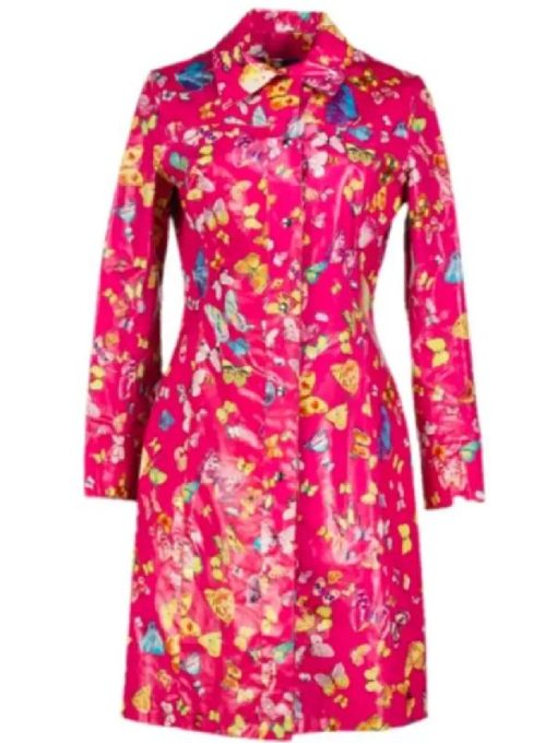 Elle S01 Lexi Minetree Butterfly Printed Pink Coat