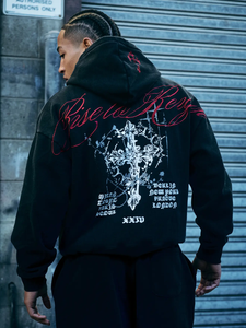 Rise To Reign Black Zip Up Hoodie Men