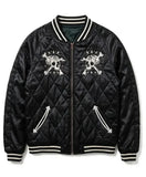 Skull and Crossbone Quilted Black Jacket with zipper closure