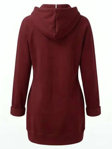 The Warmy Oversized Maroon Long Hoodie