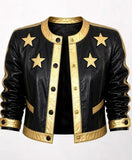 Vintage Golden Star Leather Jacket in black and golden