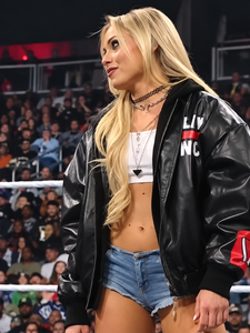 WWE RAW 2026 Liv Morgan RAW is WAR Black Leather Bomber Jacket