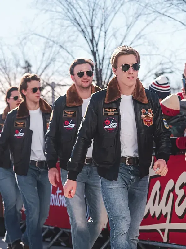 Winnipeg Jets brown jacket with turn-down collar