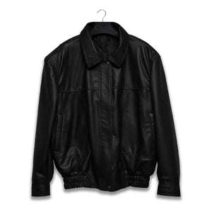 Classic Black Bomber Biker Genuine Sheepskin Leather Jacket for Women