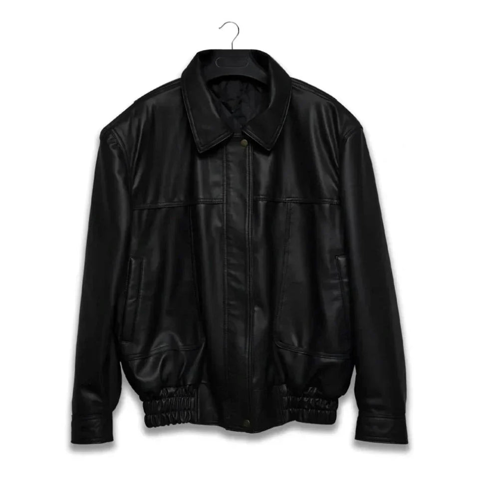 Classic Black Bomber Biker Genuine Sheepskin Leather Jacket for Women