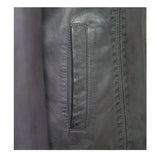 Black Stab-Stitch Style Genuine Sheepskin Racer Leather Jacket for Women