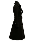 Gothic pumpkin black wool coat with belted closure