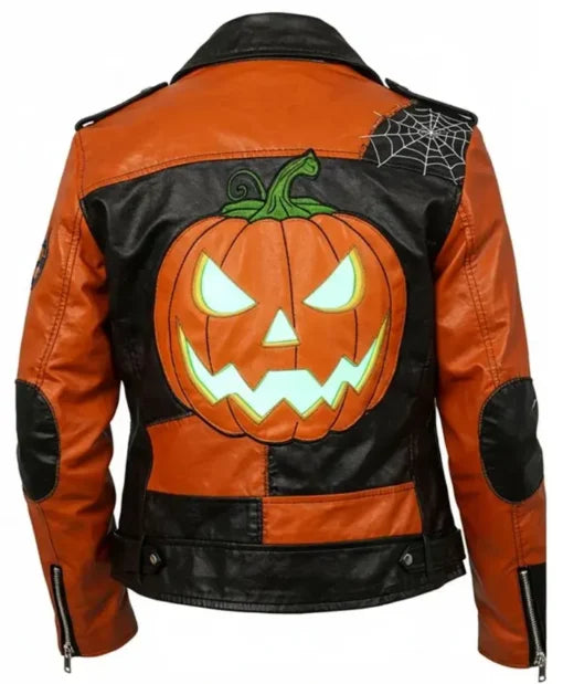 Women's Halloween Patchwork Leather Biker Jacket