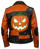 Women's Halloween Patchwork Leather Biker Jacket