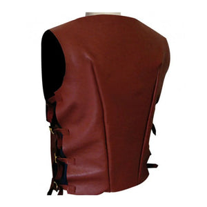 Maroon Sleeveless Slim-Fit Genuine Sheepskin Leather Vest for Women