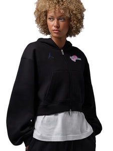 Nike Jordan Brooklyn x Space Jam Black Full-Zip Cropped Hoodie